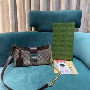 gucci padlock brown & khakhi small shoulder bag with og box & dust bag 88278 brown & khaki