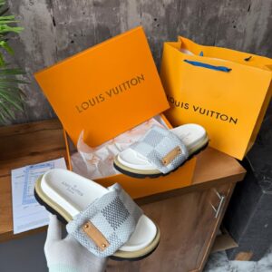 louis vuitton grey pool pillow comfort mules for women with original box and carry bag