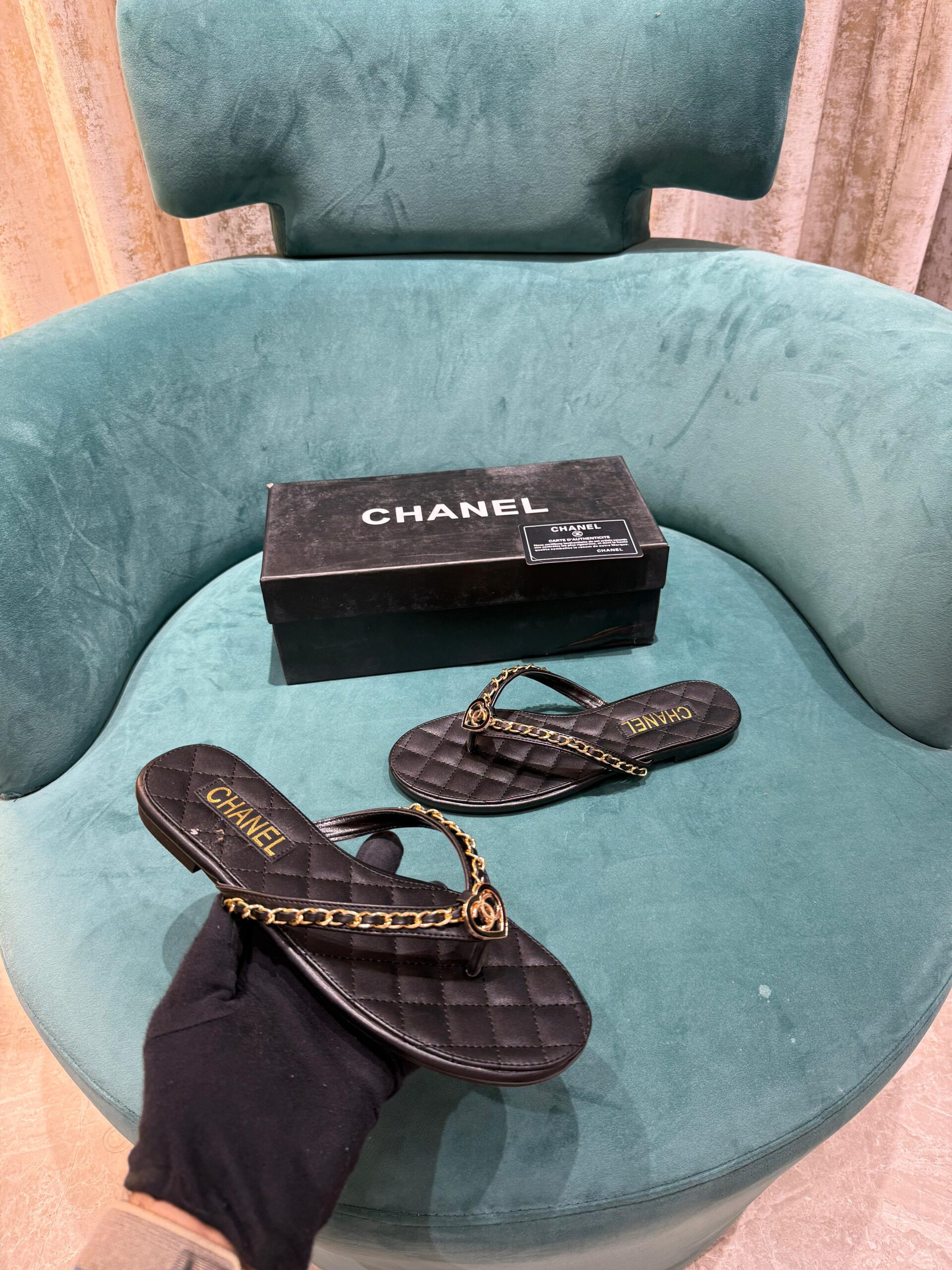 chanel black flat mule for her wid og box b2428 chanel black flat mule for her wid og box b2428