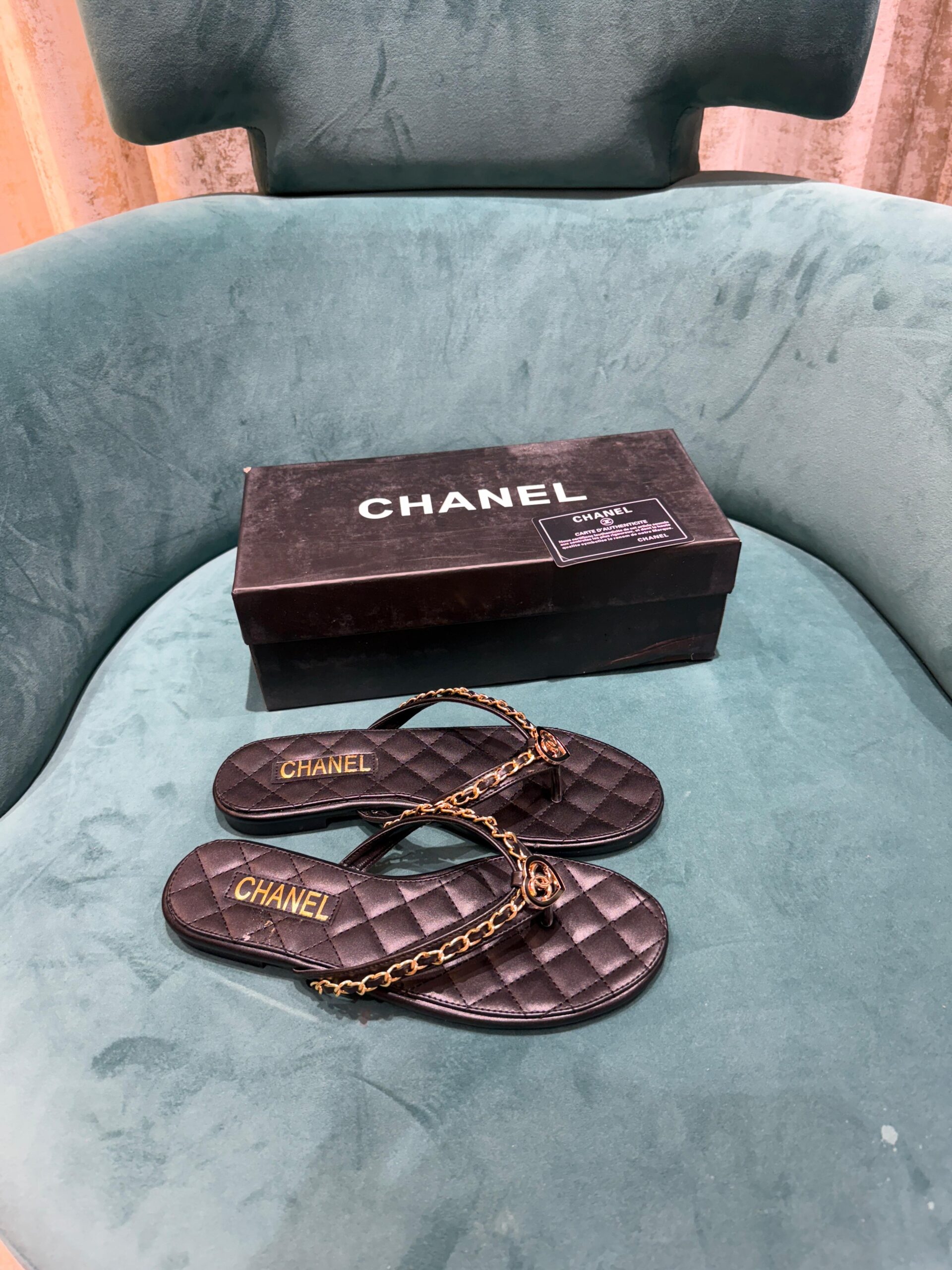 chanel black flat mule for her wid og box b2428 chanel black flat mule for her wid og box b2428