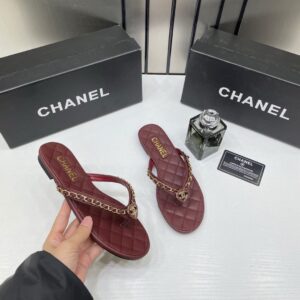 chane.l wine flat mule for her wid og box b2428