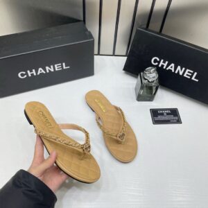 chanel apricot flat mule for her wid og box b2428