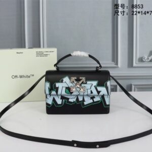 off white leather hand held black graffity jitney 1.4 shoulder bag (8853 black graffity) sale