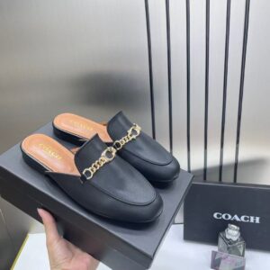 coach samie mule black loafers for woman with og box & carry bag 886 28