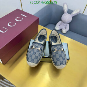 gucci gg monogram canvas leather espadrilles blue with og box & carry bag 888 100 blue