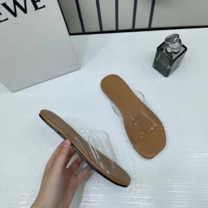 loewe clear strap tan slide with og box & dust bag 2505