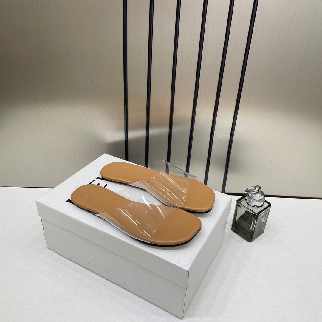 loewe clear strap tan slide with og box & dust bag 2505 loewe clear strap tan slide with og box & dust bag 2505