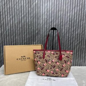 coach city tote limited edition cherry with og box & dust bag 66102