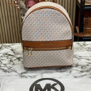 michael kors kenley premium quality bagpack with dust bag (908 biege brown)