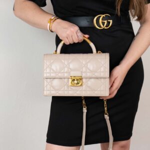 christian dior mini ange bag apricot macrocannage lambskin with og box & dust bag 1305 apricot