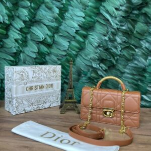 christian dior mini ange bag brown macrocannage lambskin with og box & dust bag 1305 brown