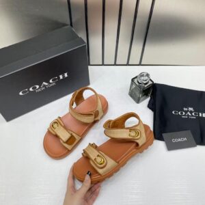 coach plain brown sandals flats for women with original box and dust cover 2811 1 brown