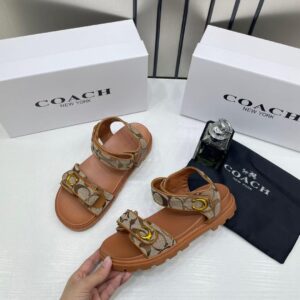coach monogram brown sandals flats for women with original box and dust cover 2811 2 brown