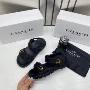 coach monogram black sandals flats for women with original box and dust cover 2811 2 black
