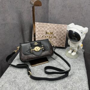 coach brie shoulder bag with og box & dust bag coffee black 2382