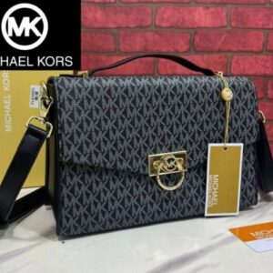 michael kors hendrix logo cross body bag with dust bag carry bag (3810 black)