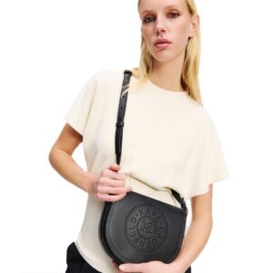 karl lagerfeld kcircle saddle perforated logo bag black with og box & dust bag