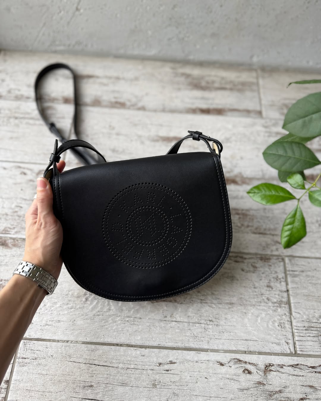 karl lagerfeld kcircle saddle perforated logo bag black with og box & dust bag karl lagerfeld kcircle saddle perforated logo bag black with og box & dust bag