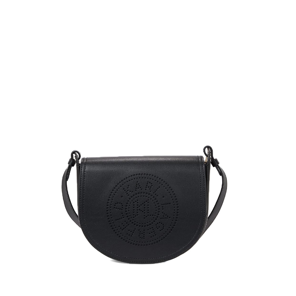 karl lagerfeld kcircle saddle perforated logo bag black with og box & dust bag karl lagerfeld kcircle saddle perforated logo bag black with og box & dust bag