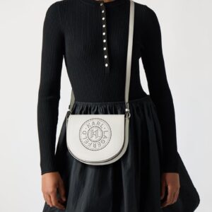 karl lagerfeld kcircle saddle perforated logo bag white with og box & dust bag