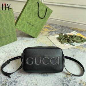 gucci unisex shoulder bag with logo black messenger with og box & dust bag 768391
