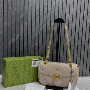 gucci gg marmont apricot shoulder bag with og box & dust bag apricot 1733