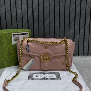 gucci gg marmont pink shoulder bag with og box & dust bag pink 1733