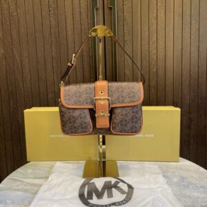michael kors colby empire signature handbag with magnetic og box & dust bag 10085 coffee brown