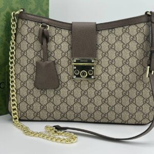 gucci gg padlock medium shoulder bag with og box & dust bag 760688 khakhi