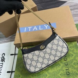 gucci ophidia mini gg canvas chain shoulder bag with og box & dust bag 88333 black