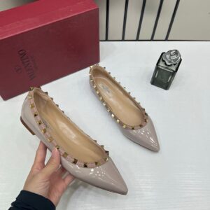 valentino rockstud ballet flat with og box carry bag apricot vh588 2