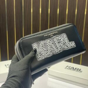 karl lagerfeld double zipper ladies wallet with box(ks005 black)