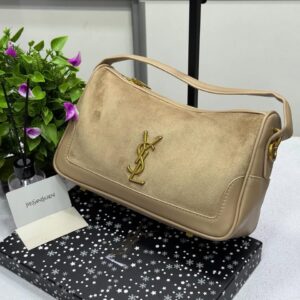 ysl saint laurent jamie ponchon suede & leather bag with og box dust bag & carry bag (508 apricot ms)