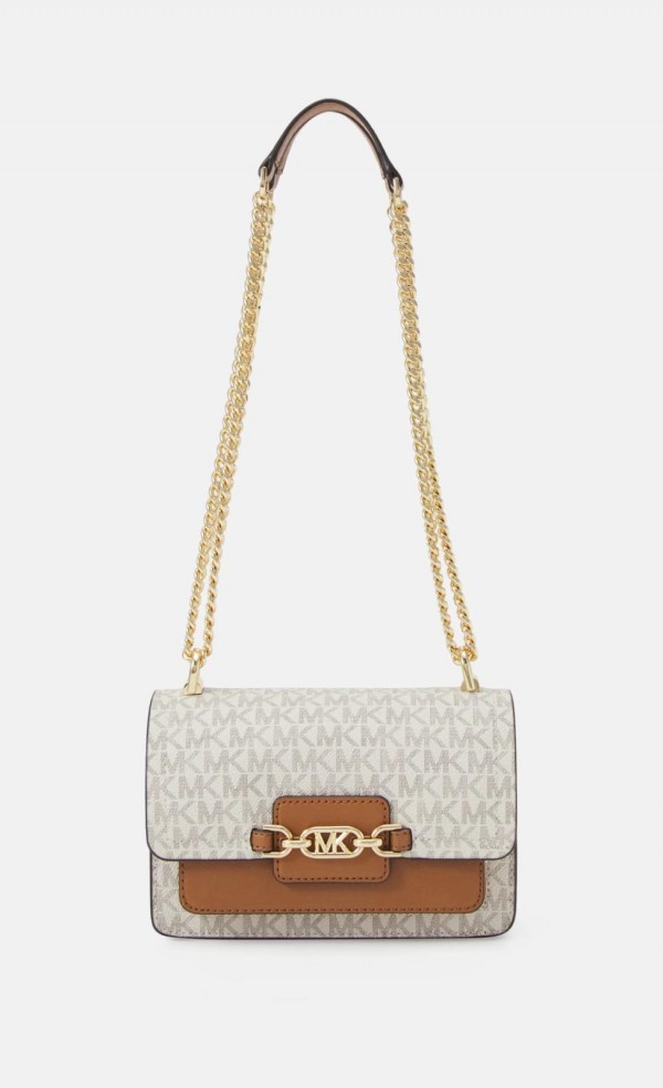 michael kors mk heather shoulder bag with og box & dust bag (100836 beige brown) michael kors mk heather shoulder bag with og box & dust bag (100836 beige brown)