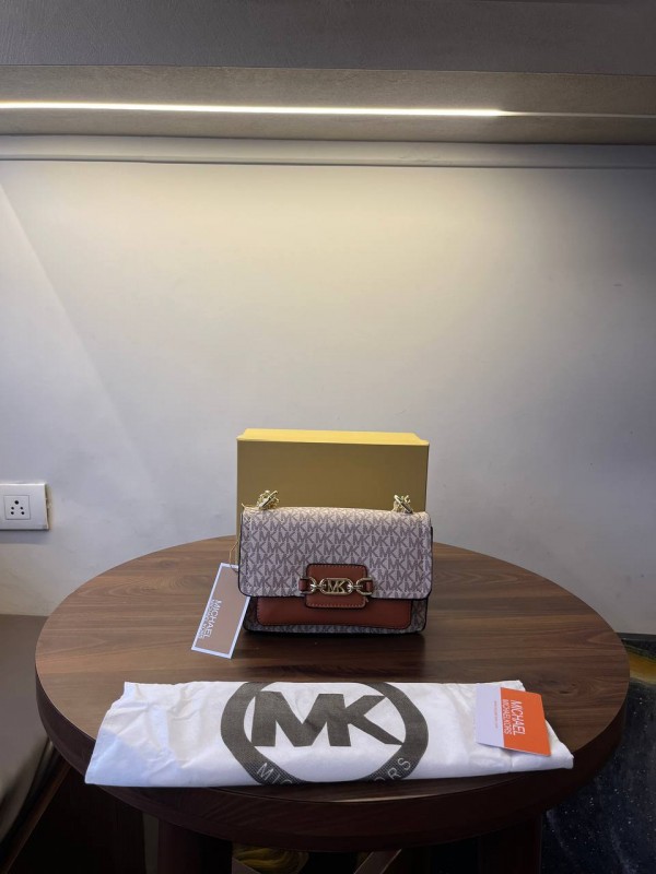 michael kors mk heather shoulder bag with og box & dust bag (100836 beige brown) michael kors mk heather shoulder bag with og box & dust bag (100836 beige brown)