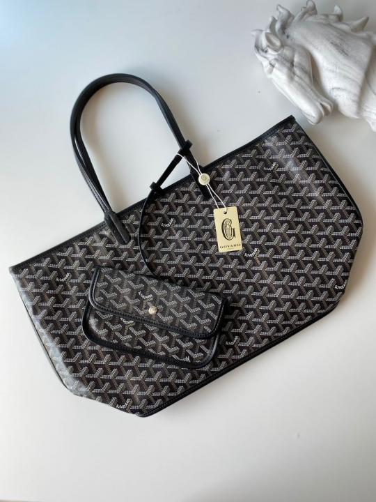 goyard saint louis pm tote bag black with a detachable pouch with dust cover goyard saint louis pm tote bag black with a detachable pouch with dust cover