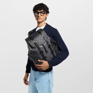 louis vuitton christopher mm backpack monogram eclipse premium leather unisex 41379