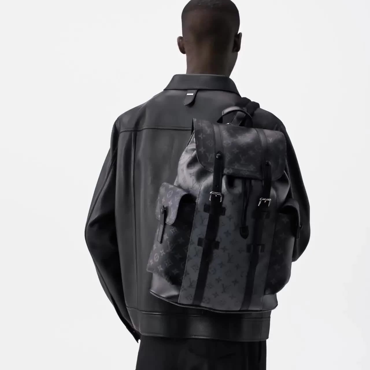 louis vuitton christopher mm backpack monogram eclipse premium leather unisex 41379 louis vuitton christopher mm backpack monogram eclipse premium leather unisex 41379