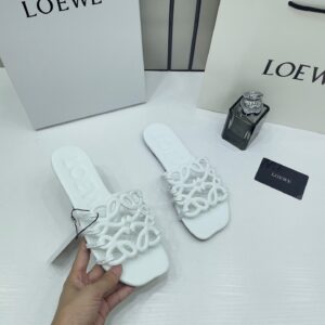 loewe petal anagram white slides for women with original box and dust cover white 2506