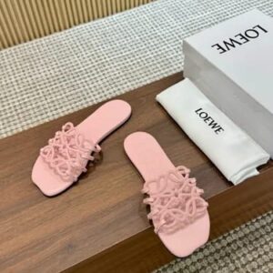 loewe petal anagram pink slides for women with original box and dust cover pink 2506