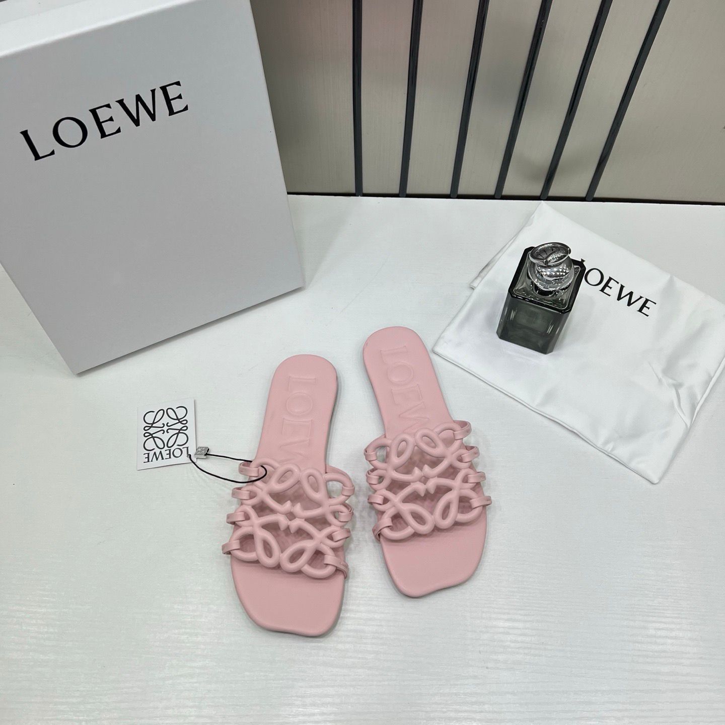 loewe petal anagram pink slides for women with original box and dust cover pink 2506 loewe petal anagram pink slides for women with original box and dust cover pink 2506