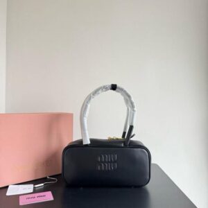 miu miu beau leather black top handle bag with dust bag black 502 1 sale