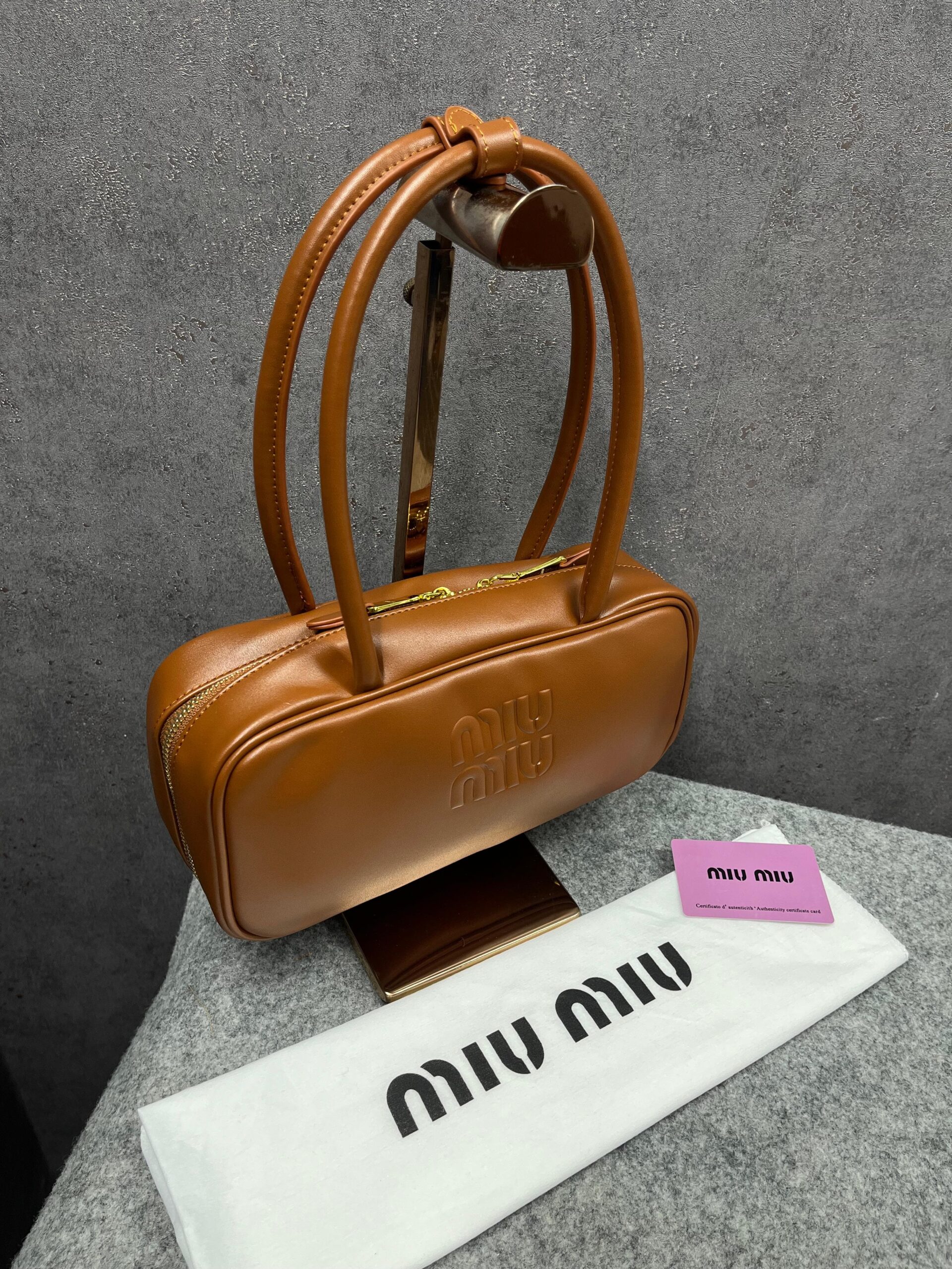 miu miu beau leather brown top handle bag with dust bag brown 502 1 sale miu miu beau leather brown top handle bag with dust bag brown 502 1 sale