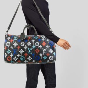 louis vuitton keepall bandoulire duffle 50 lv graffiti multicolor with dust bag (2023 10)