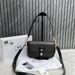 coach turnlock hadley brown black shoulder crossbody bag with originalbox brown black