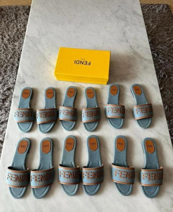 fendi blue denim washed flats with og box & carry bag fendi blue denim washed flats with og box & carry bag