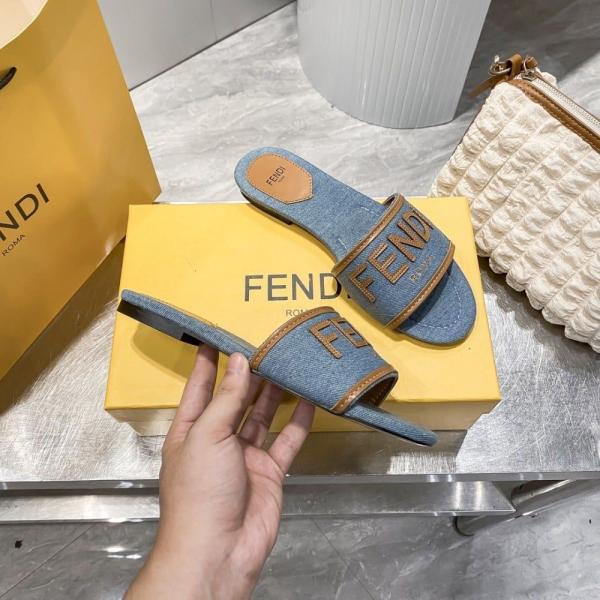 fendi blue denim washed flats with og box & carry bag fendi blue denim washed flats with og box & carry bag