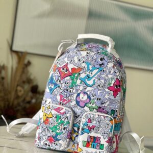louis vuitton lv m60206 character premium unisex backpack with dust cover (white)