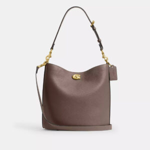 coach willow bucket bag polished pebble leather with og box &dust cover carry bag633377 brown