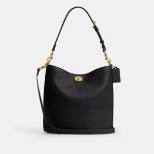 coach willow bucket bag polished pebble leather with og box &dust cover carry bag633377 black